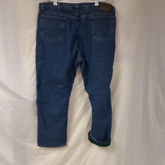 Wrangler Rugged Wear Mens 40x30 Green Fleece Flannel Lined Heavyweight Jeans - Picture 5 of 9